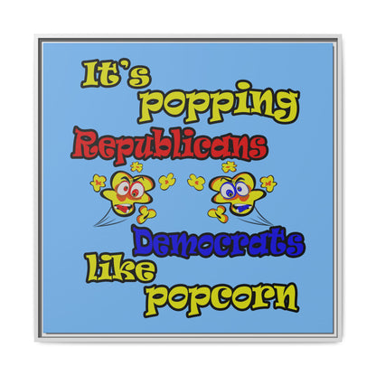 popping like popcorn - framed canvas art (light blue)