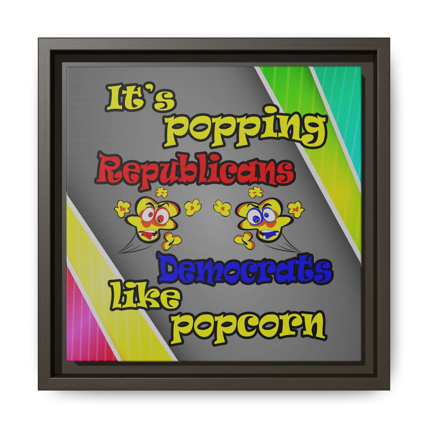 popping like popcorn - framed canvas art (rainbow split)