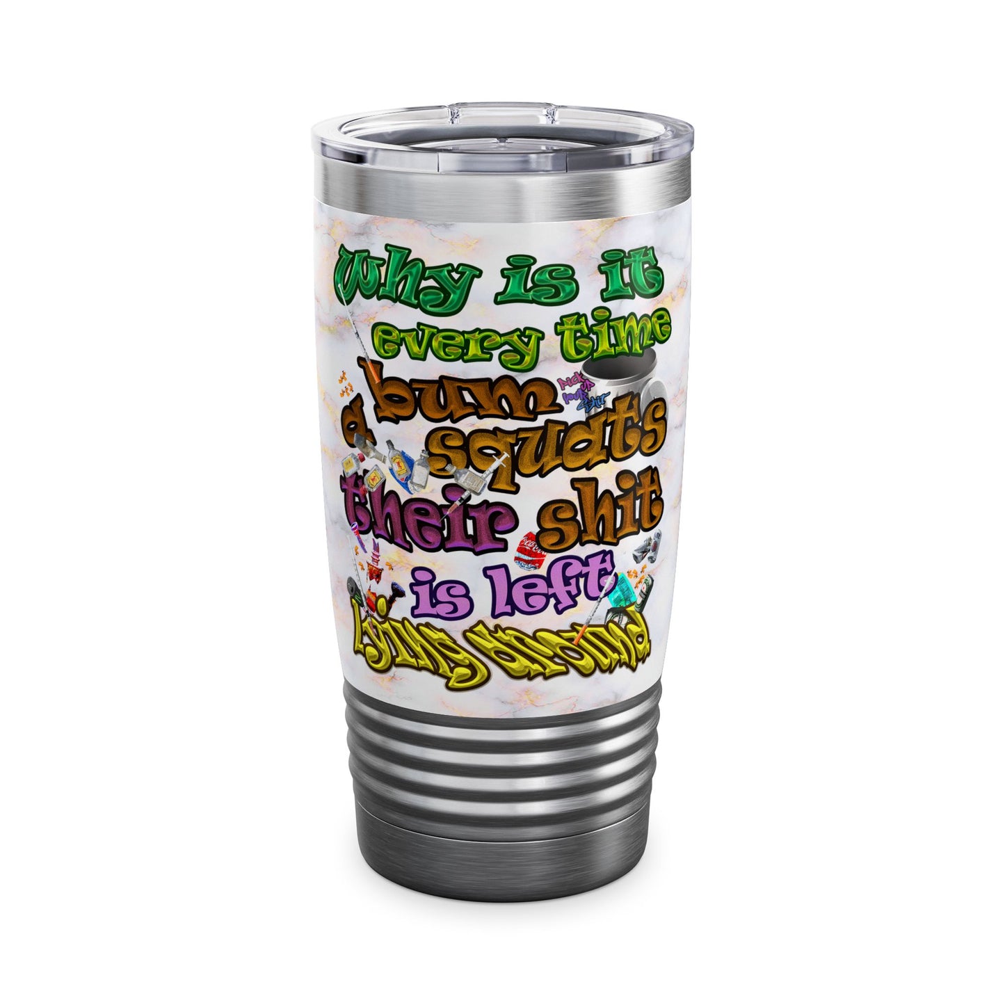 the bum's shit - Ringneck Tumbler, 20oz (white marble)