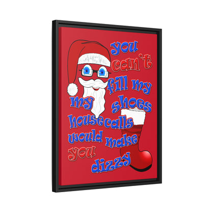 santa's shoes - framed canvas art (dark red)