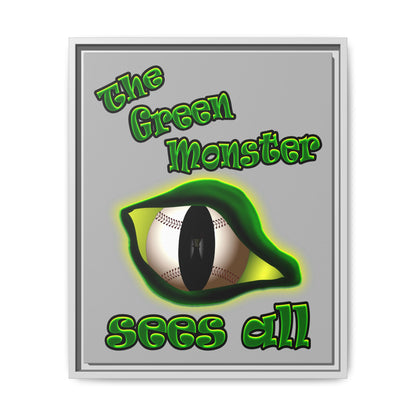 green monster - framed canvas art (light grey)