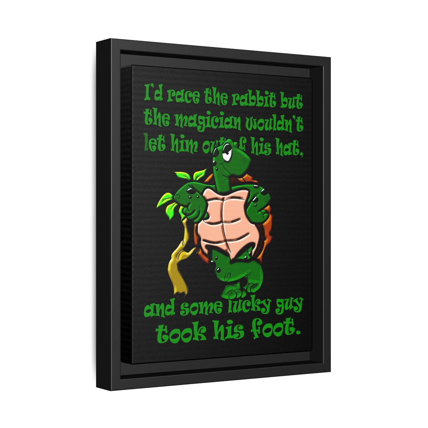 turtle race - framed canvas art (black)