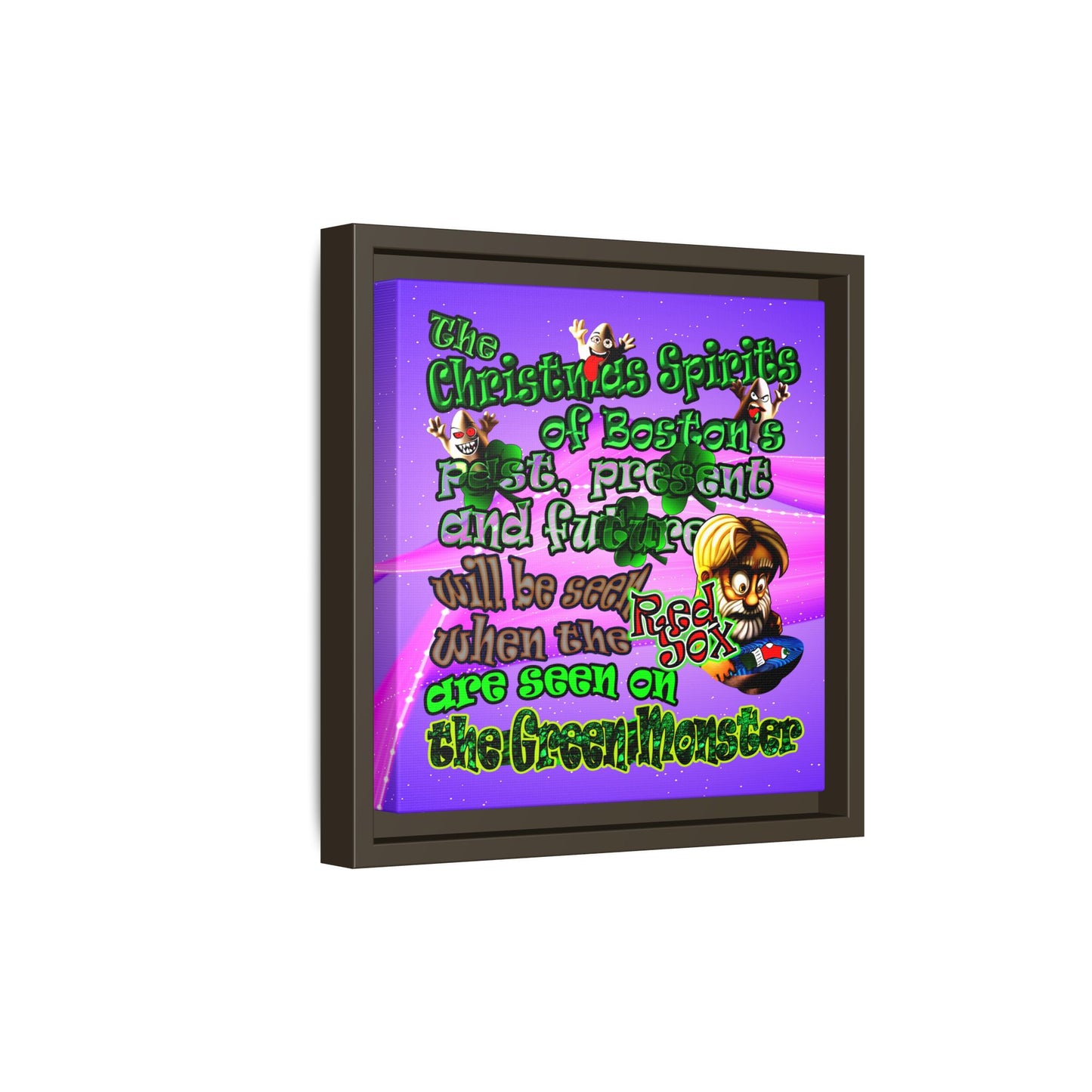 christmas spirits of boston - framed canvas art (purple-pink wave)