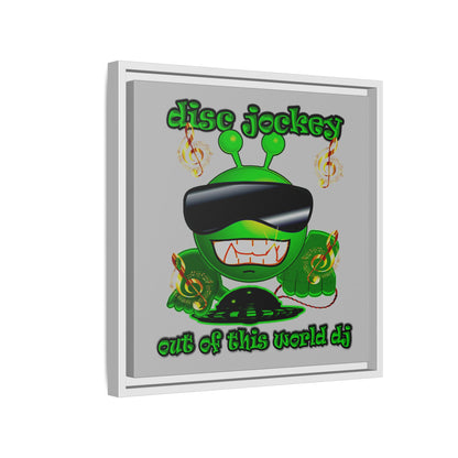 disc jockey - framed canvas art (light grey)