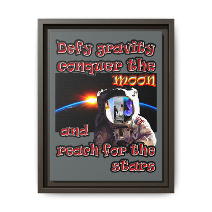 defy conquer reach - framed canvas art (dark grey)