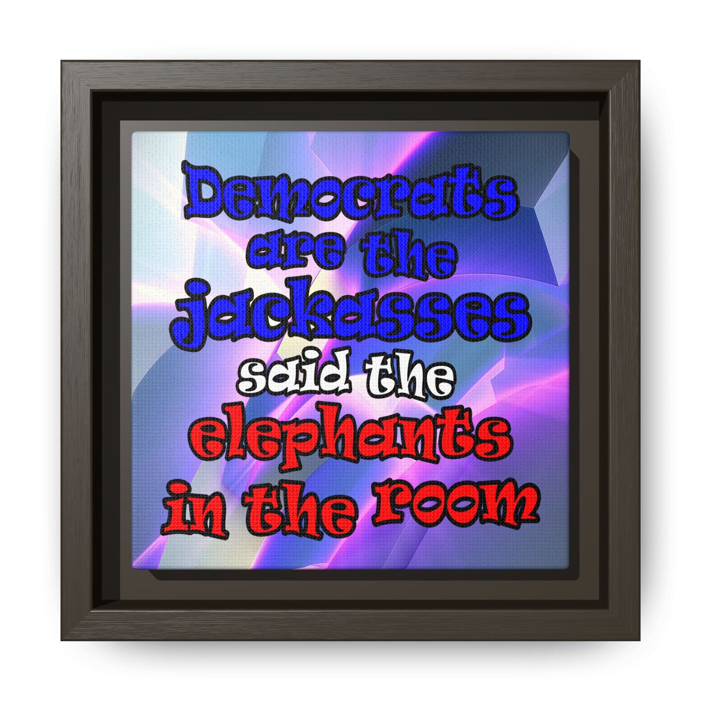 donkeys and elephants - framed canvas art (grey-pink wave)