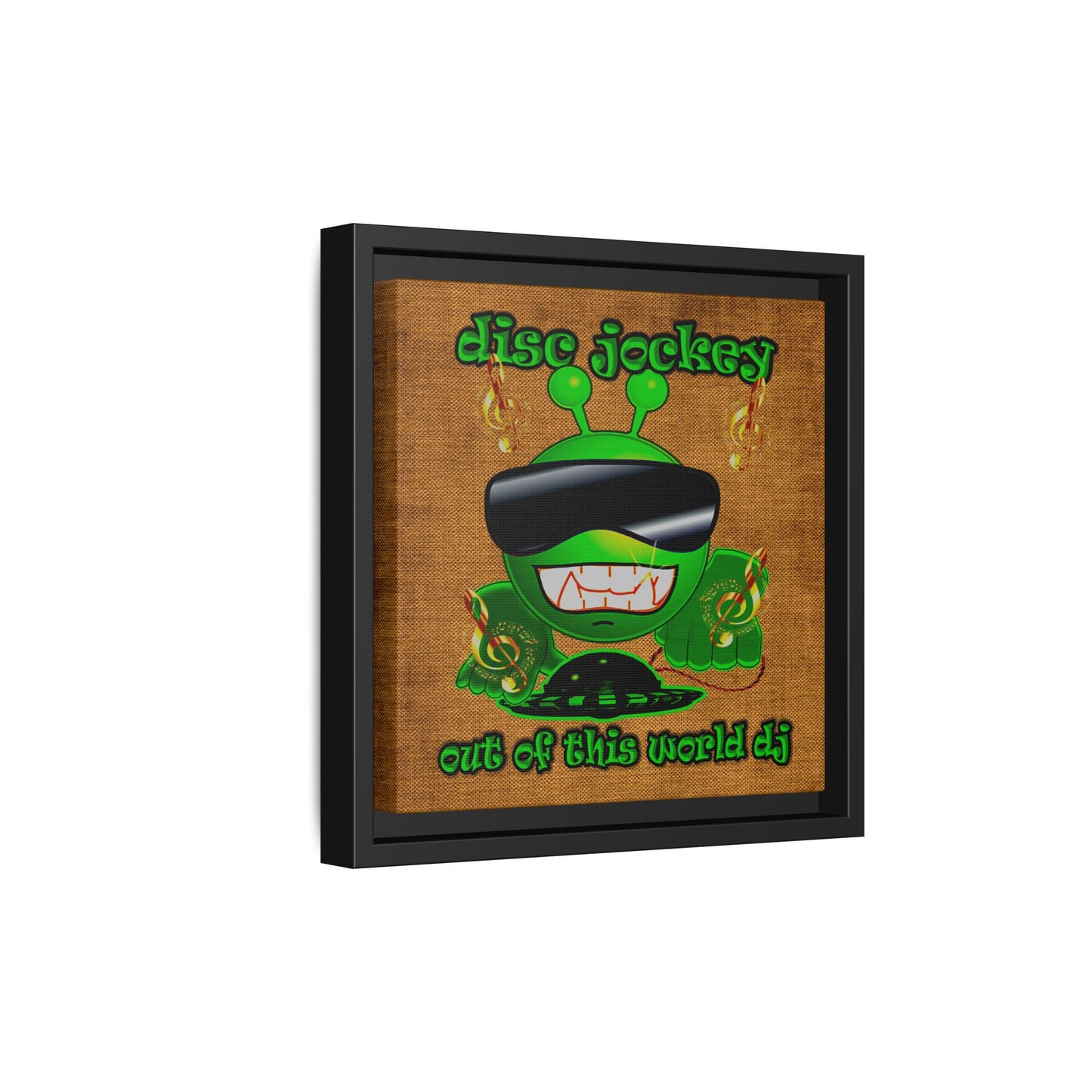 disc jockey - framed canvas art (brown papyrus)