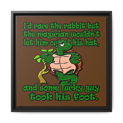 turtle race - framed canvas art (brown)