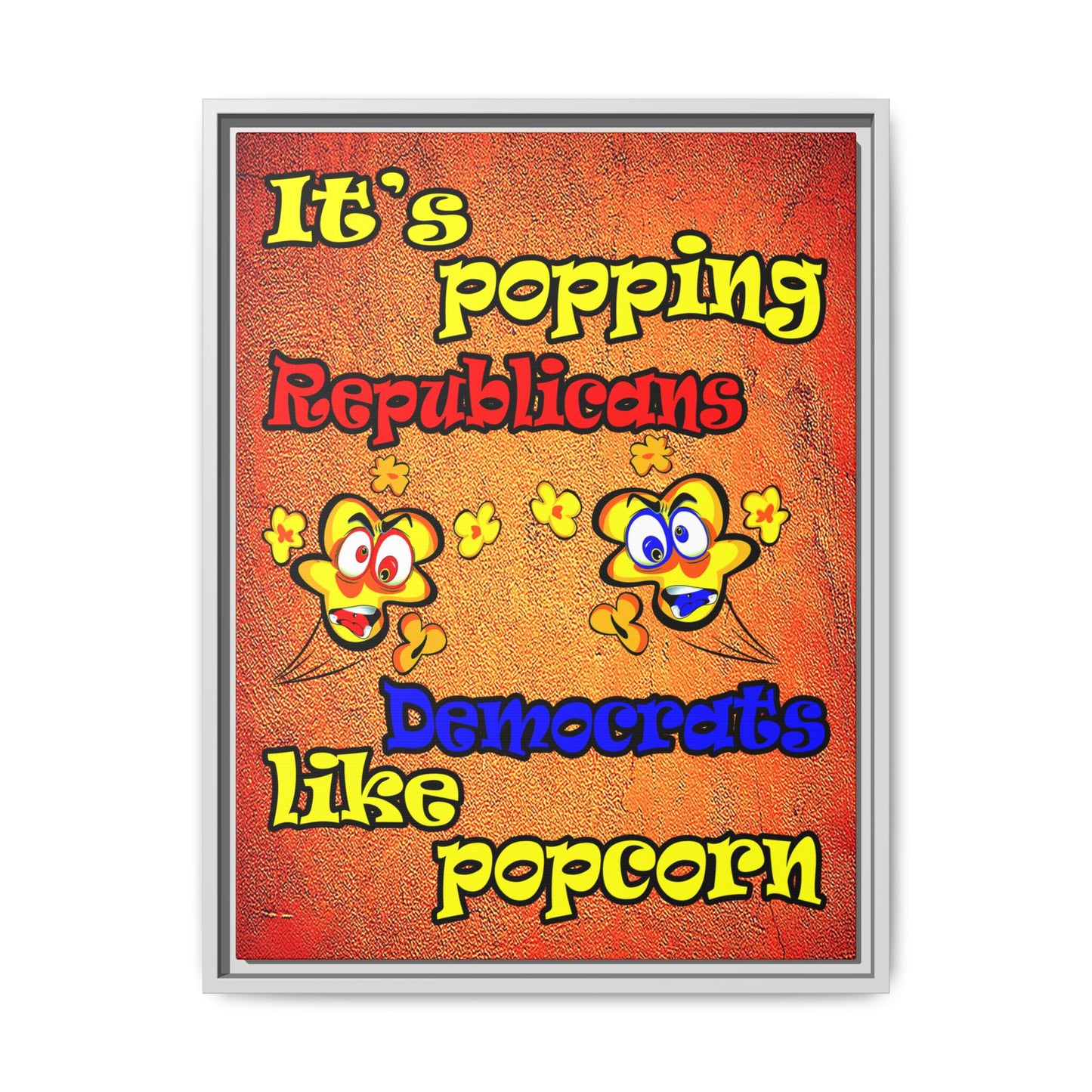 popping like popcorn - framed canvas art (burnt orange)