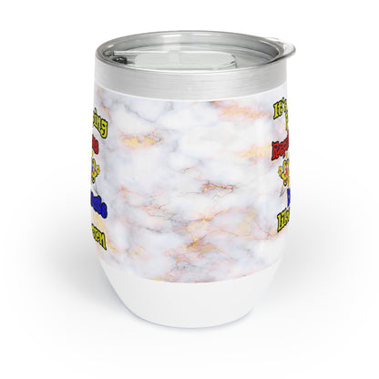 popping like popcorn - Chill Wine Tumbler (white marble)