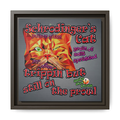 schrodinger's cat - framed canvas art (grey-light grey)