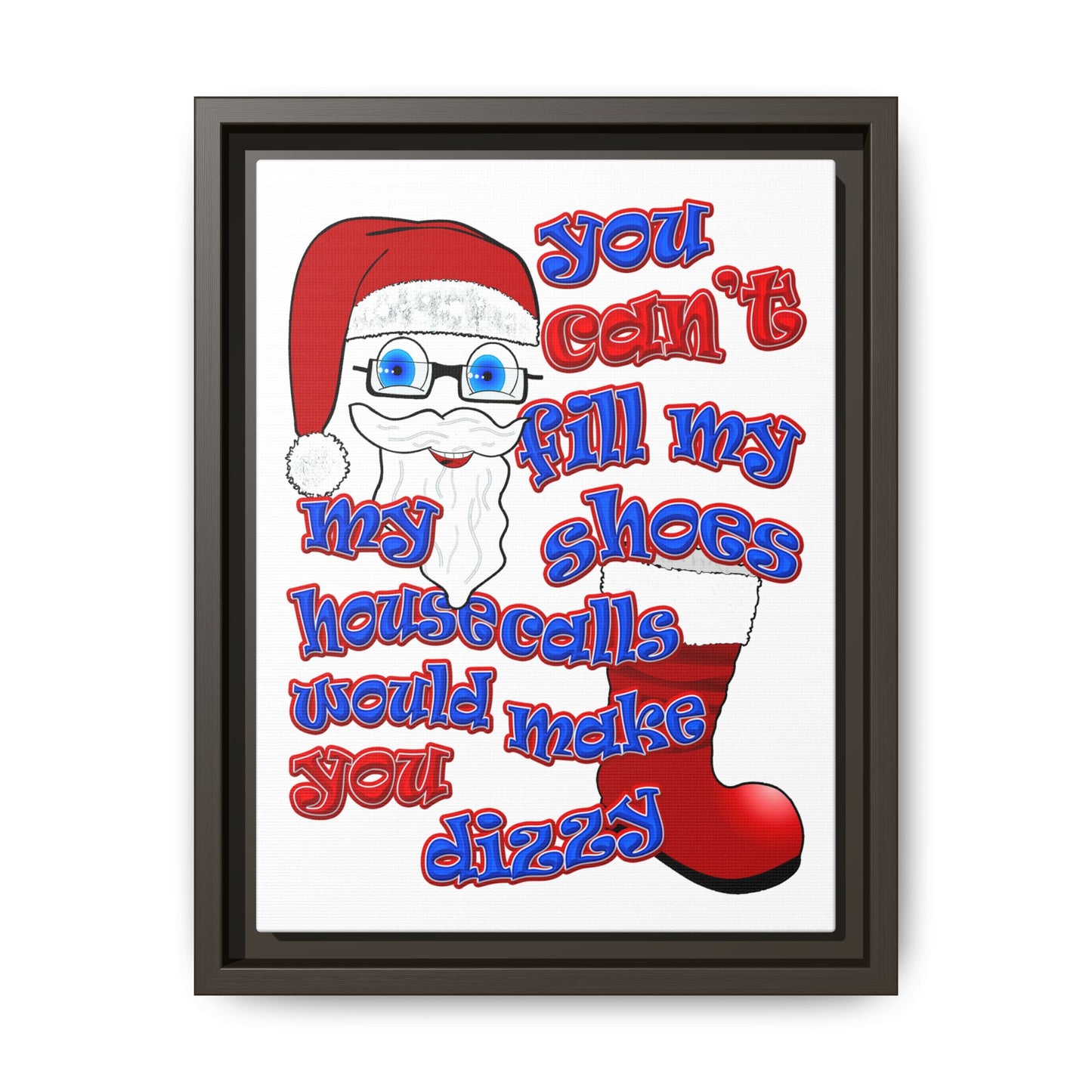 santa's shoes - framed canvas art (white)