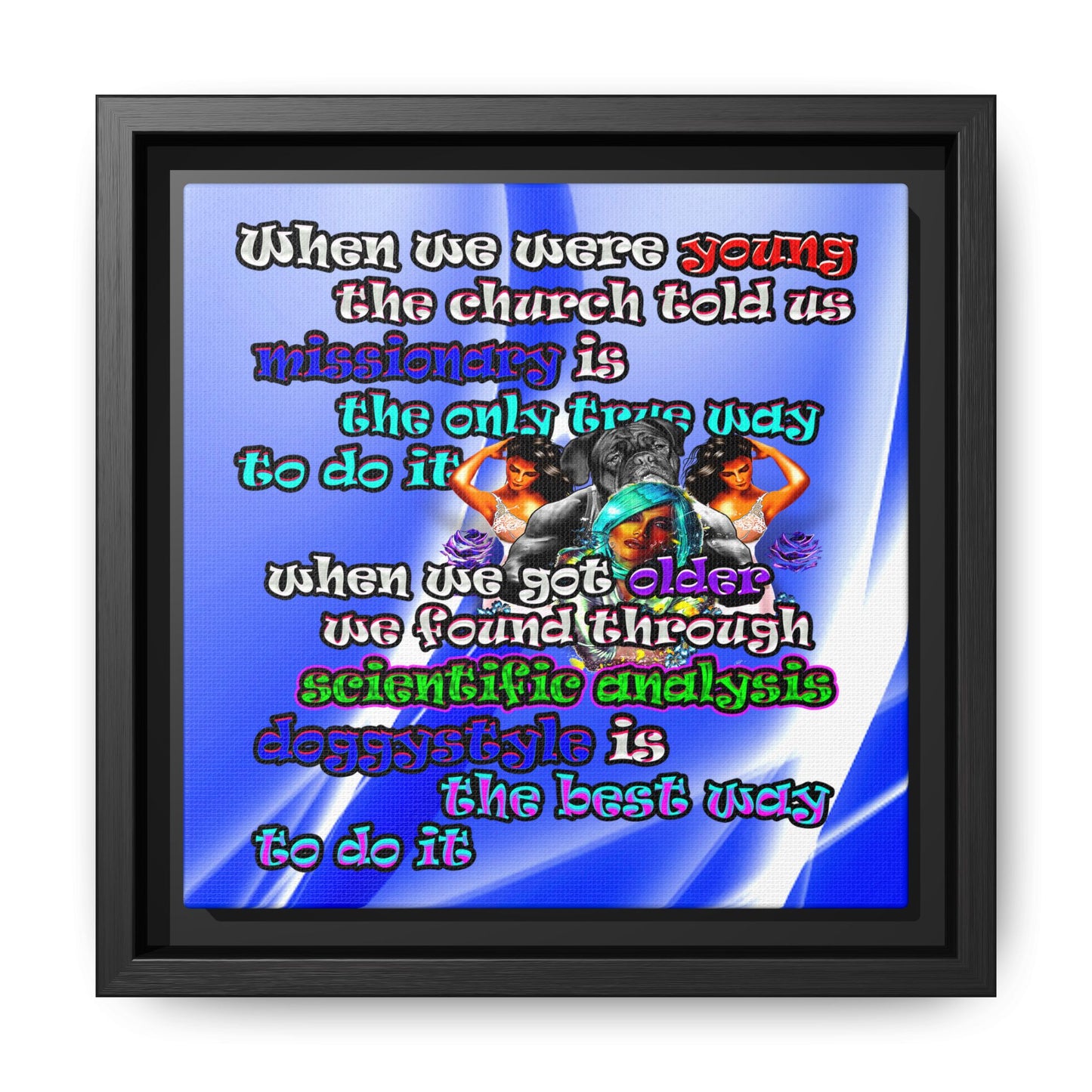 doggystyle - framed canvas art (blue-white wave)
