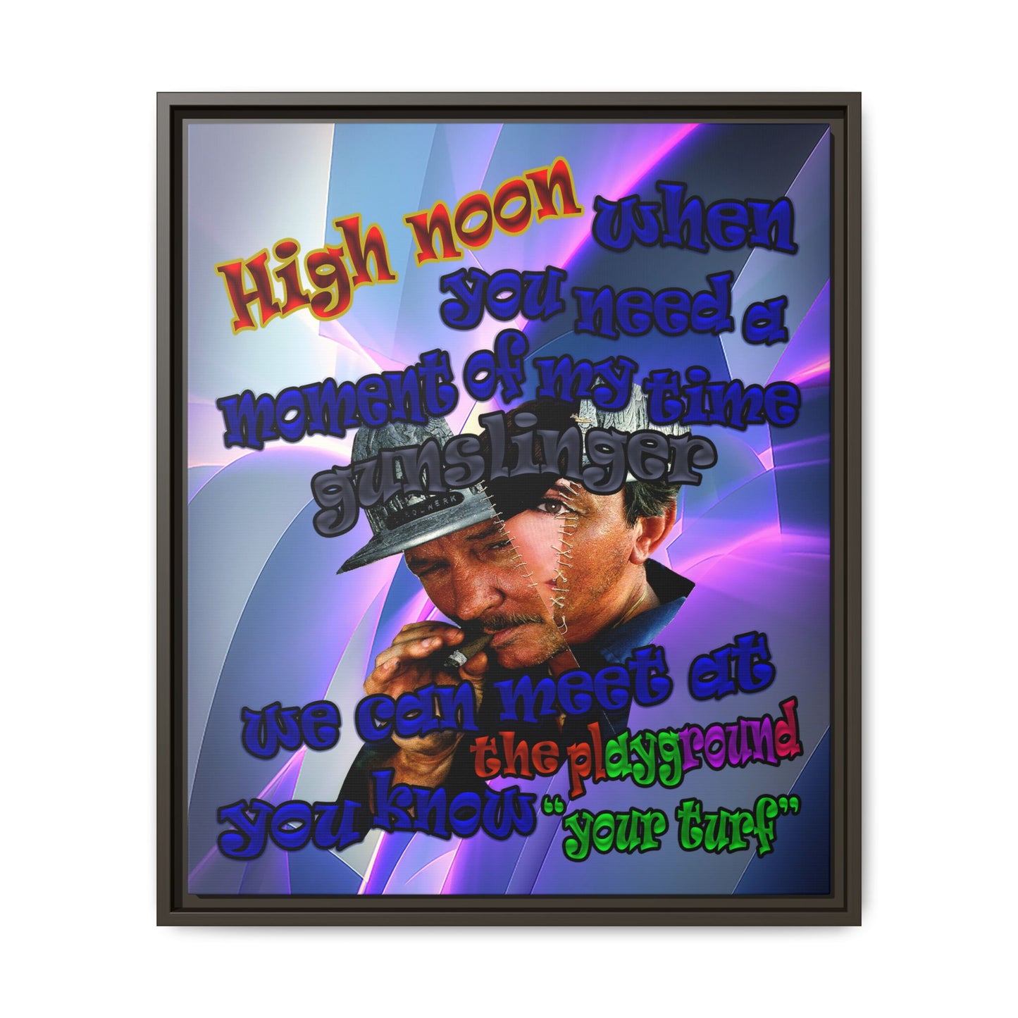 high noon - framed canvas art (grey-pink wave)