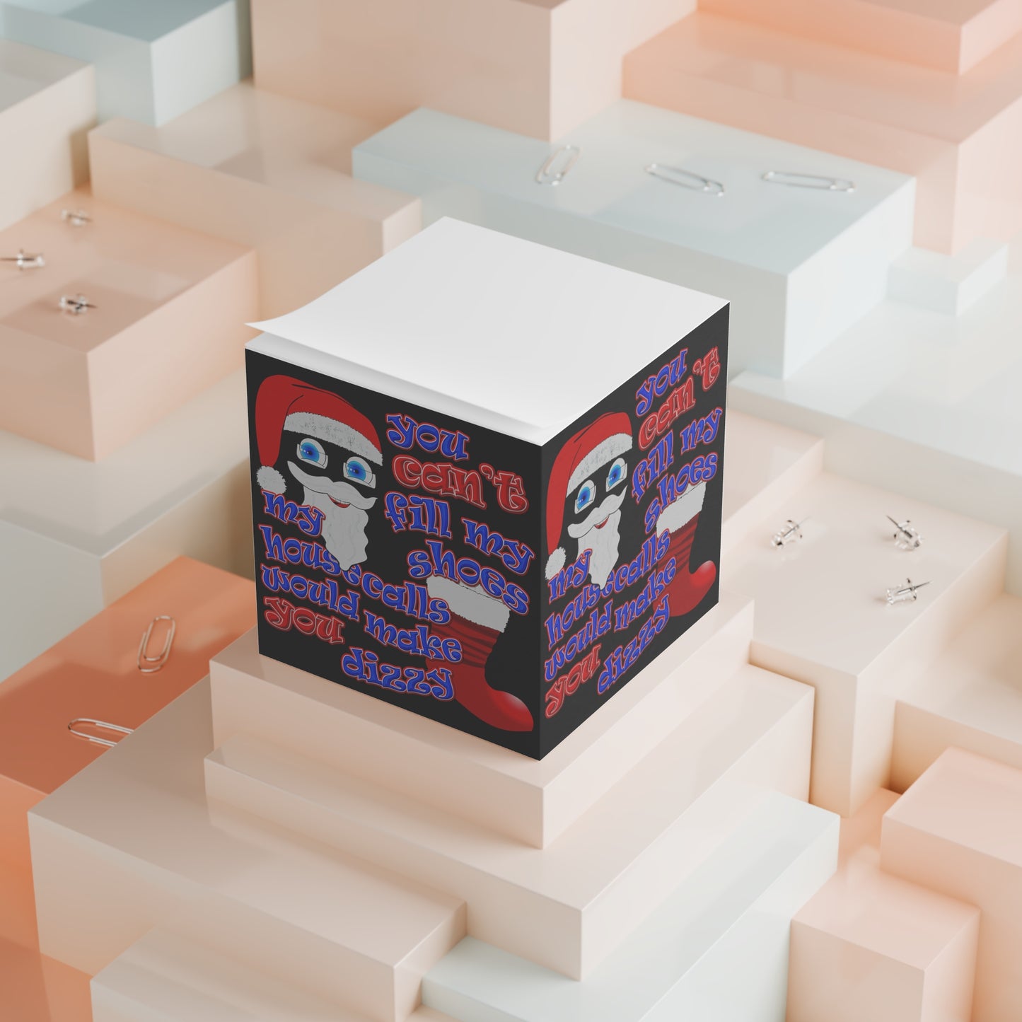santa's shoes - note cube (black)