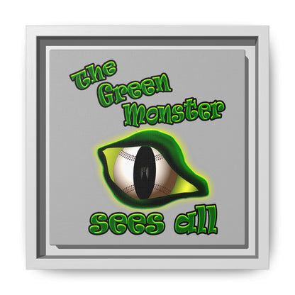 green monster - framed canvas art (light grey)