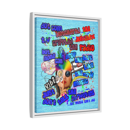 drop the beat - framed canvas art (faded blue)