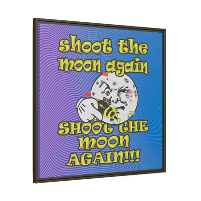 shoot the moon again - framed canvas art (light blue-purple wave)