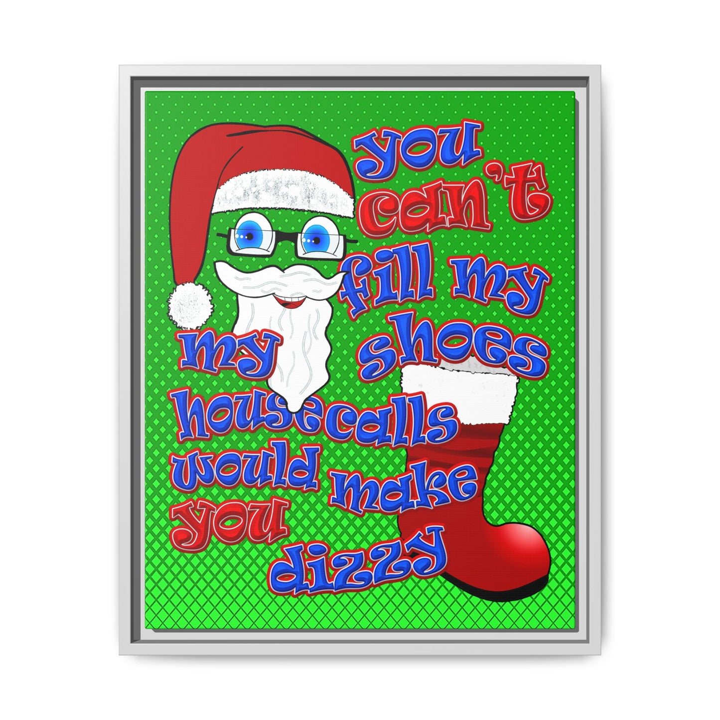 santa's shoes - framed canvas art (logo green)