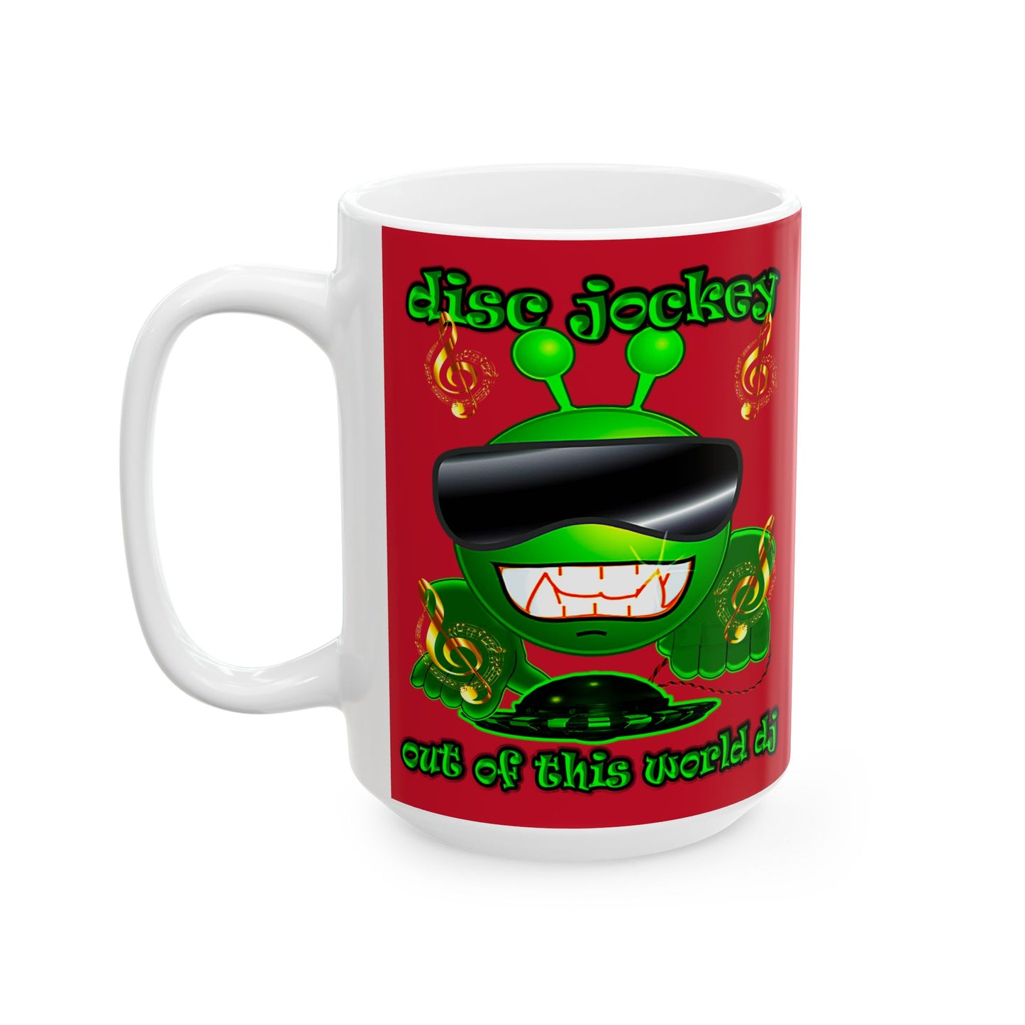 disc jockey - White Mug (dark red)
