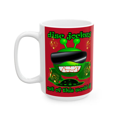 disc jockey - White Mug (dark red)