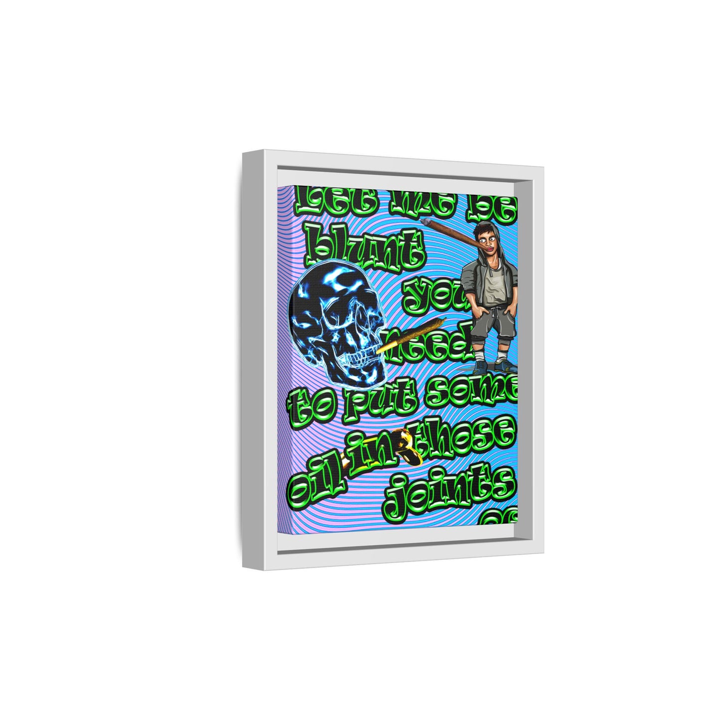 og - framed canvas art (light blue-purple wave)