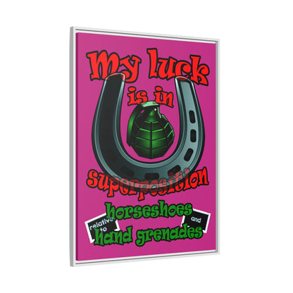 my luck - framed canvas art (pink)