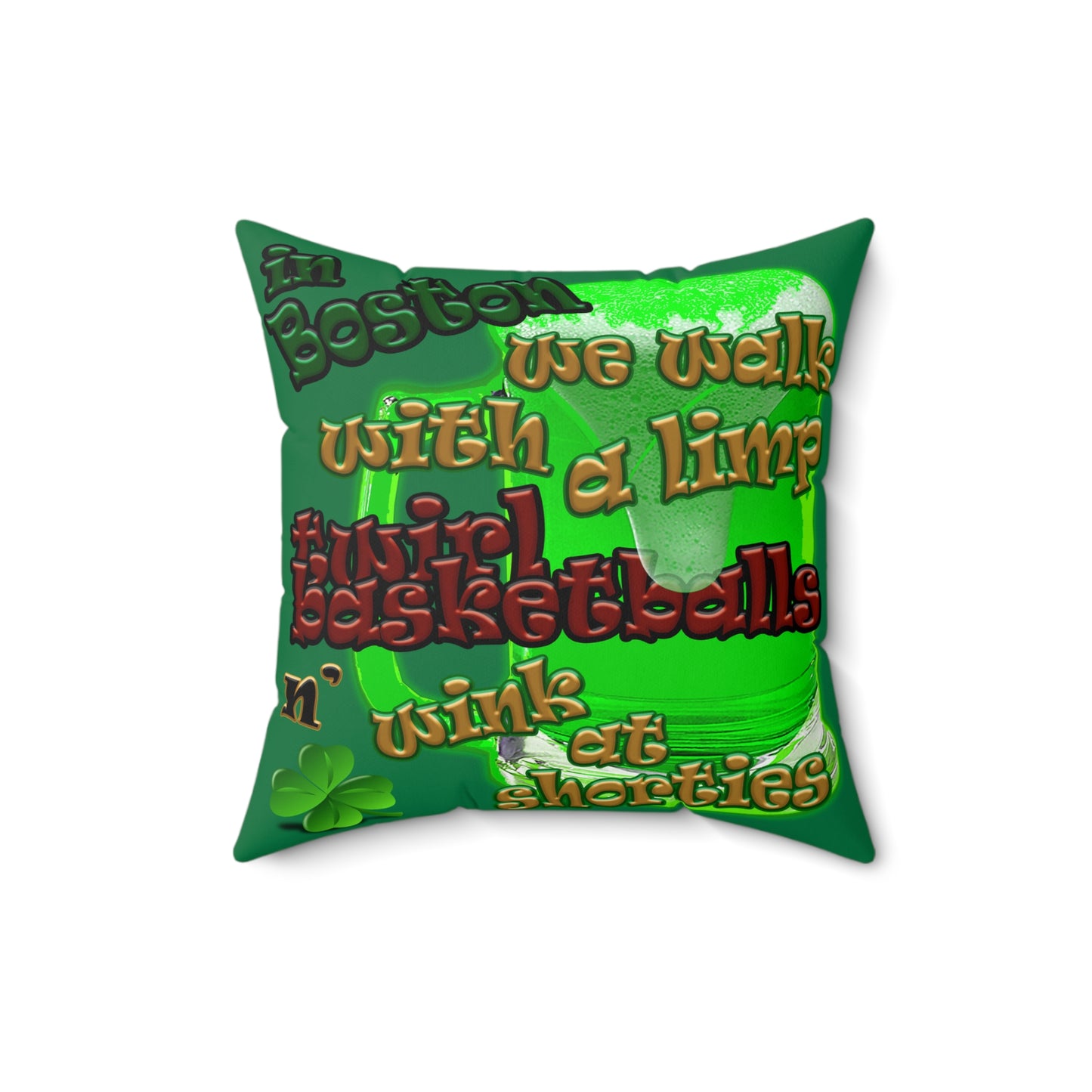 celtics logo - Spun Polyester Square Pillow - (dark green)
