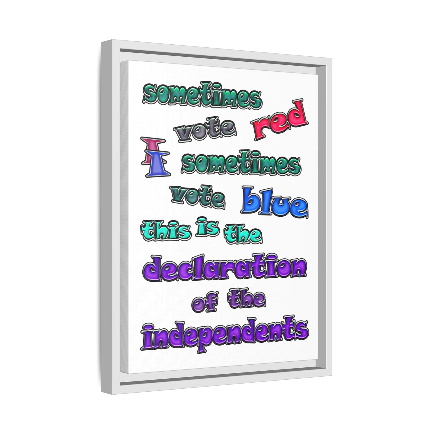declaration of the independents - framed canvas art (white)