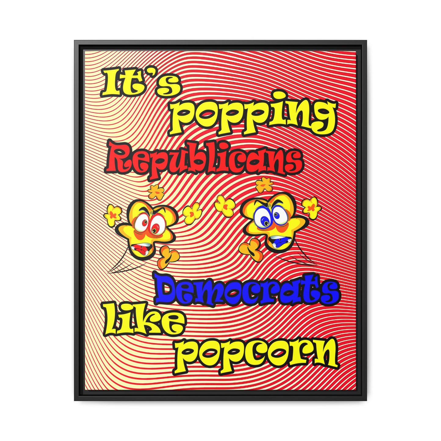 popping like popcorn - framed canvas art (yellow-orange wave)