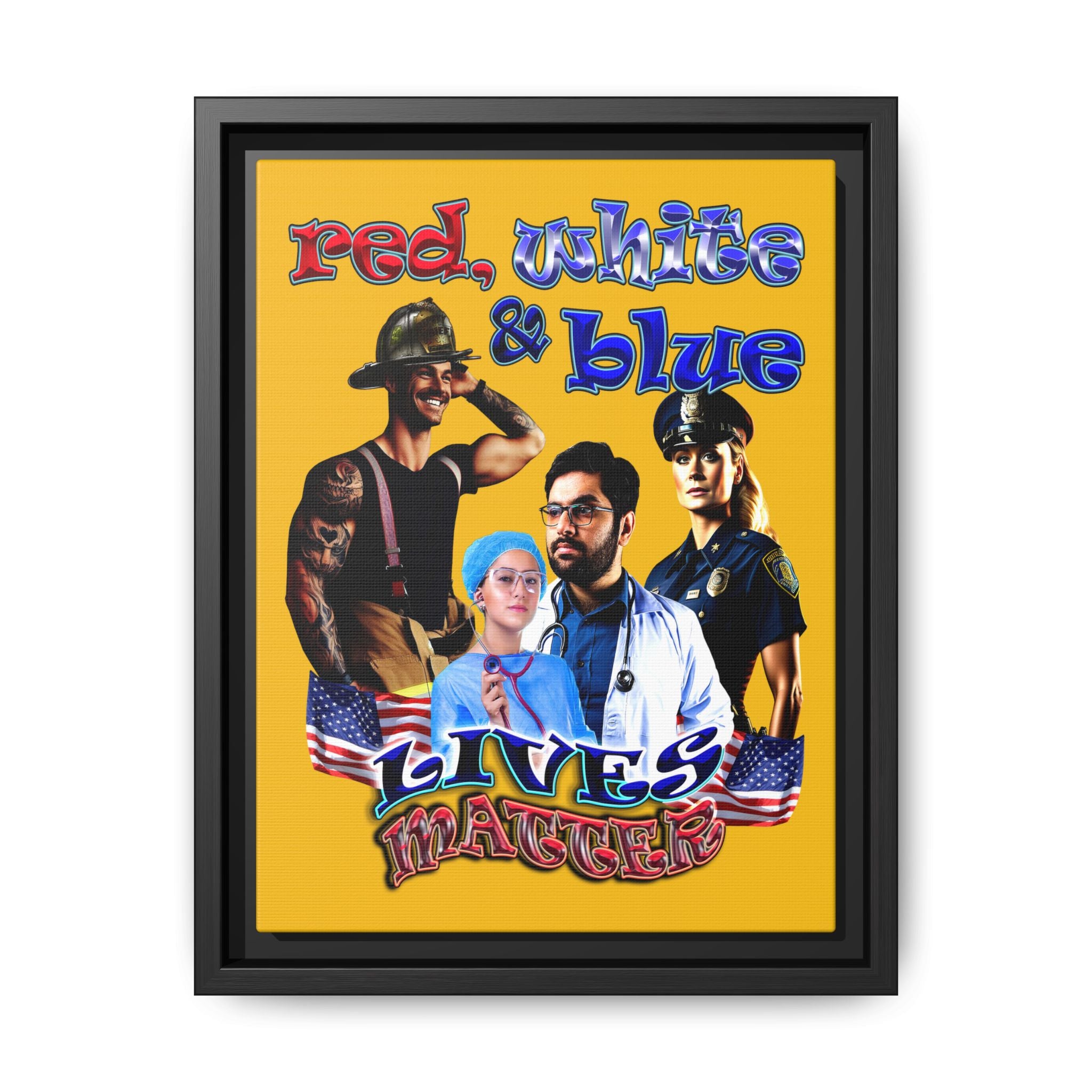 rw&b lives matter - framed canvas art (yellow)