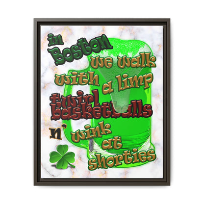 celtics logo - framed canvas art (white marble)
