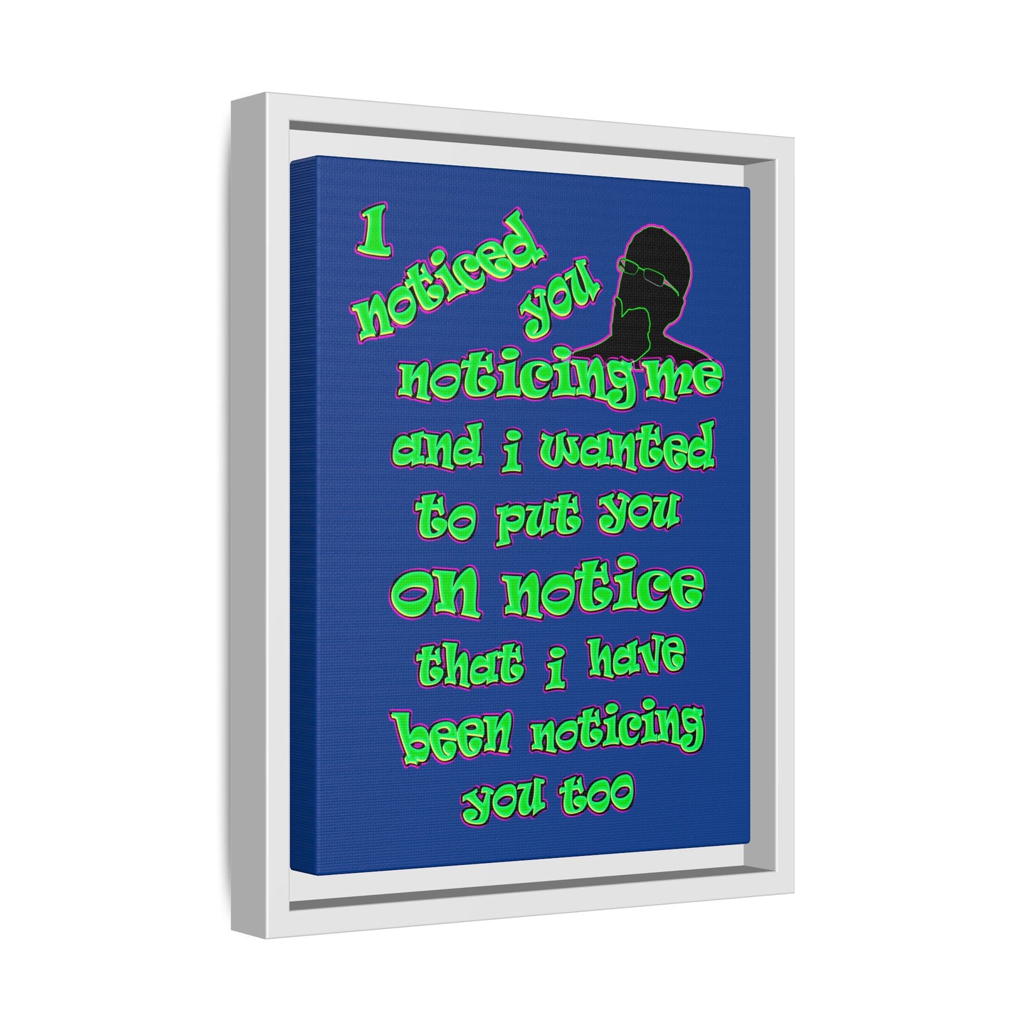 noticed you noticing - framed canvas art (dark blue)