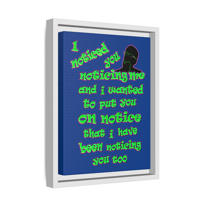 noticed you noticing - framed canvas art (dark blue)