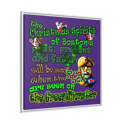 christmas spirits of boston - framed canvas art (purple)