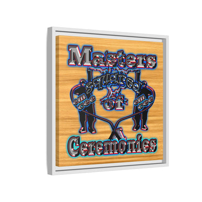 em cee squared - framed canvas art (butterscotch wood finish)
