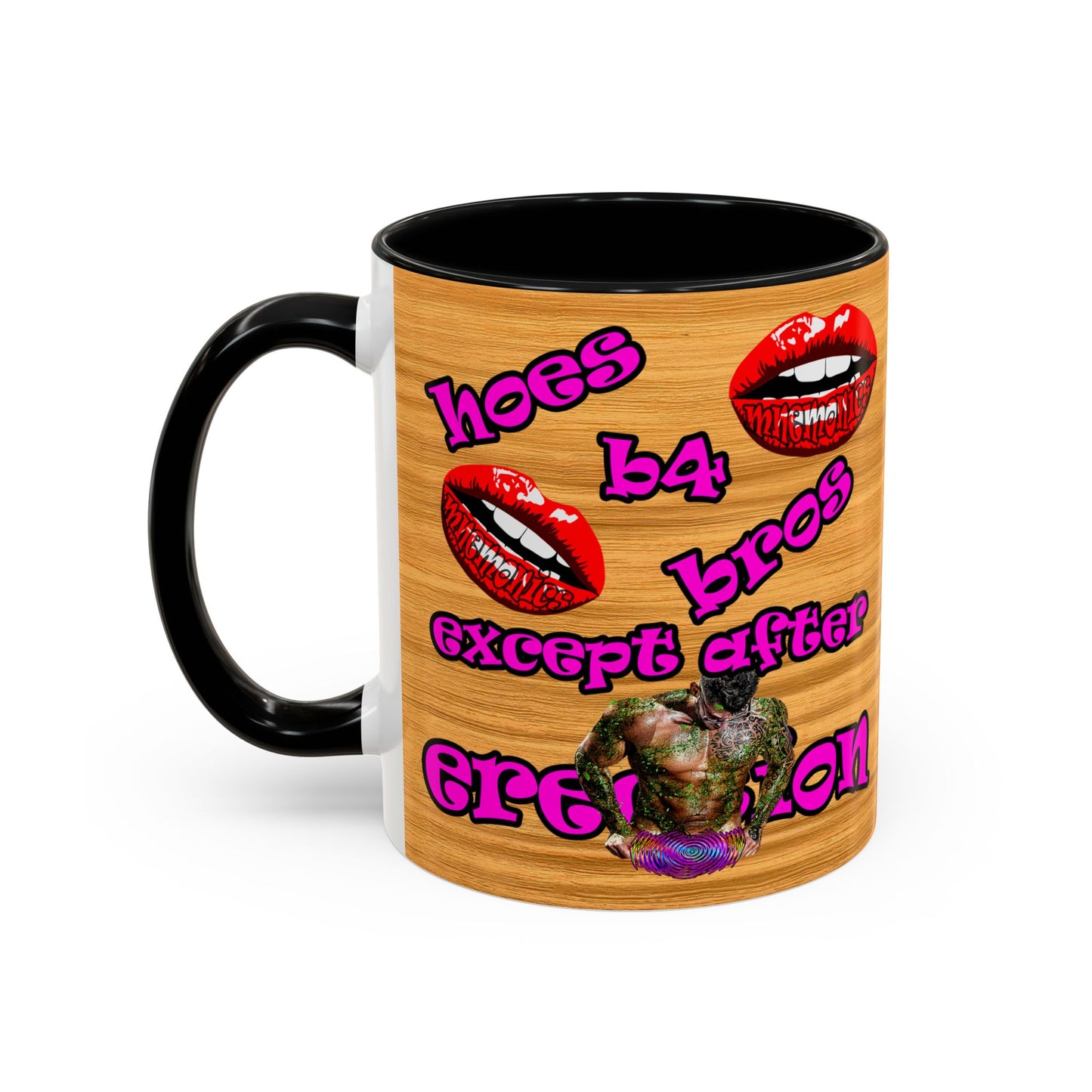 hoes b4 bros - Accent Mug (butterscotch wood finish)
