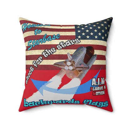 shoot for the stars - Spun Polyester Square Pillow - (dark red)