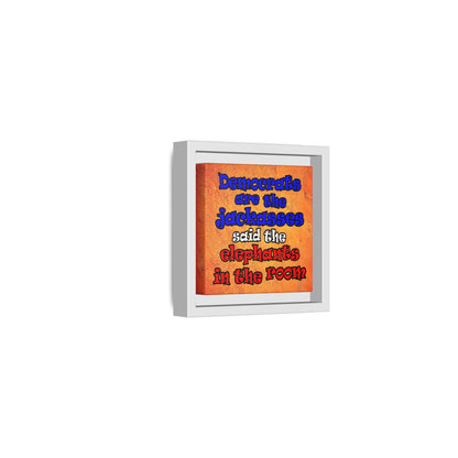 donkeys and elephants - framed canvas art (burnt orange)