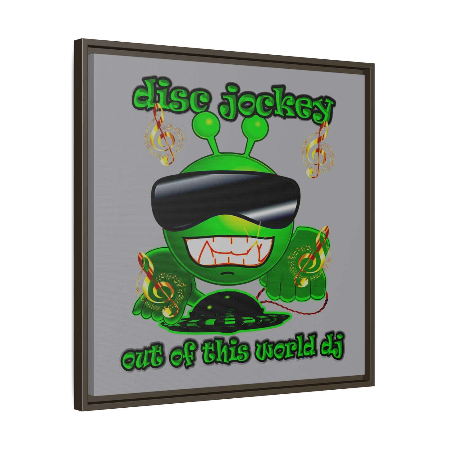 disc jockey - framed canvas art (grey)