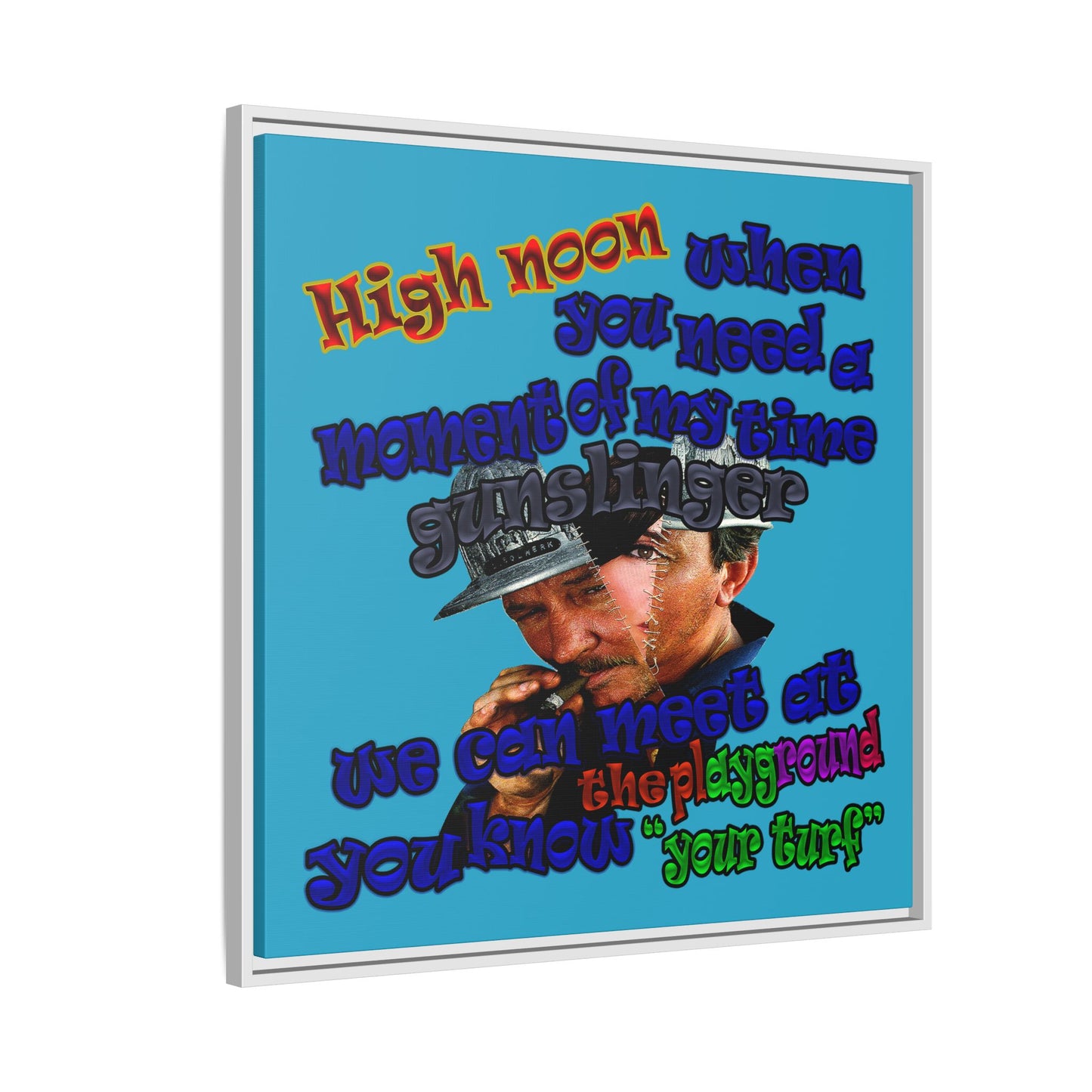 high noon - framed canvas art (turquoise)
