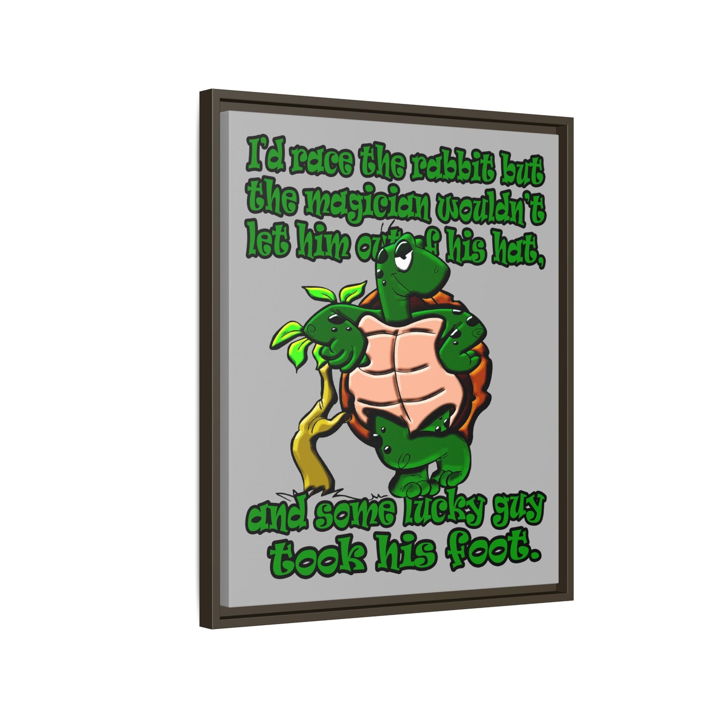 turtle race - framed canvas art (light grey)