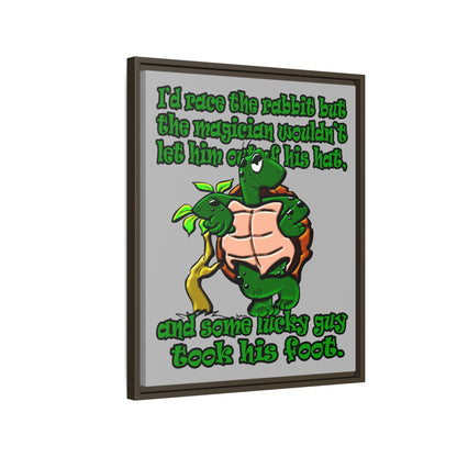 turtle race - framed canvas art (light grey)