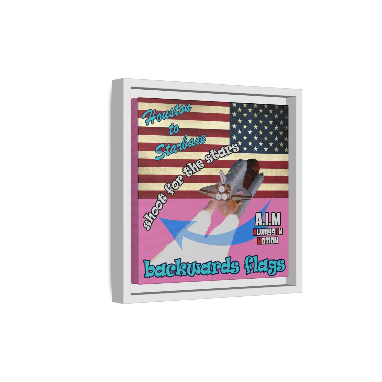 shoot for the stars - framed canvas art (light pink)