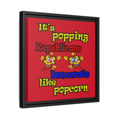 popping like popcorn - framed canvas art (dark red)