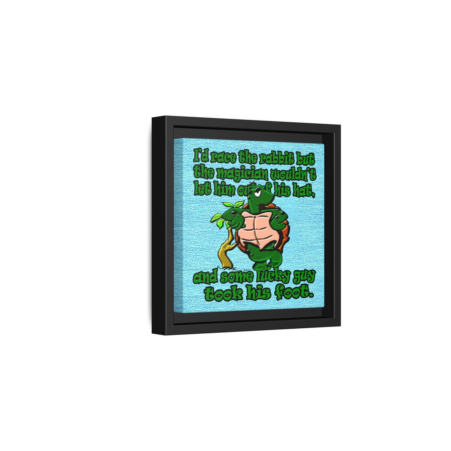 turtle race - framed canvas art (faded blue)