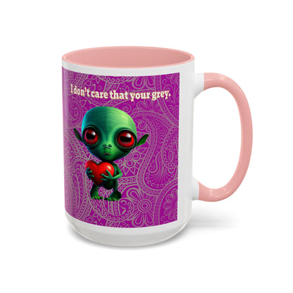 I don't care that your grey - Accent Mug (pink swirl)