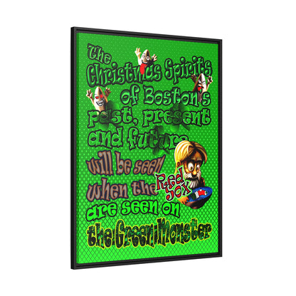 christmas spirits of boston - framed canvas art (logo green)