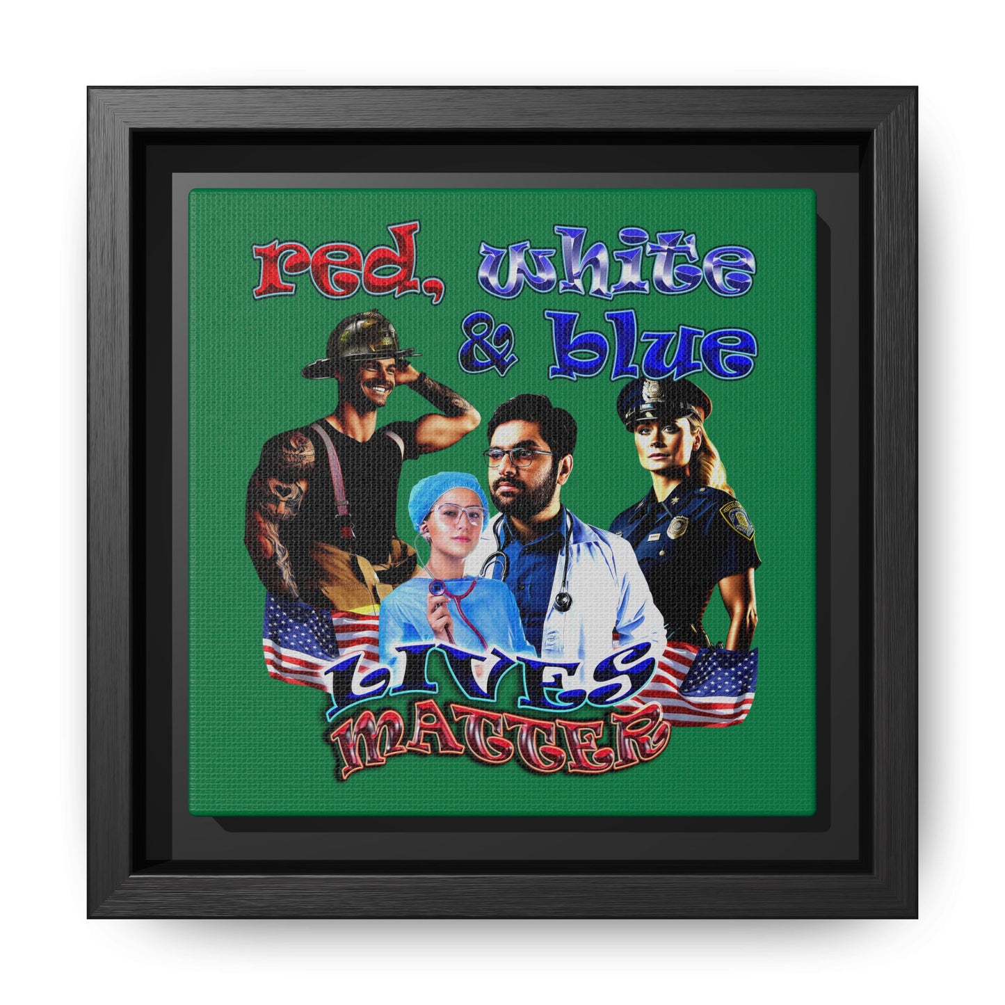 rw&b lives matter - framed canvas art (dark green)