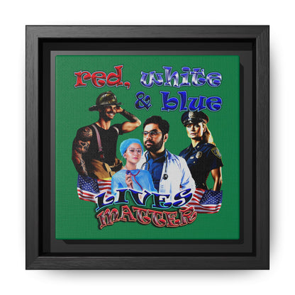 rw&b lives matter - framed canvas art (dark green)